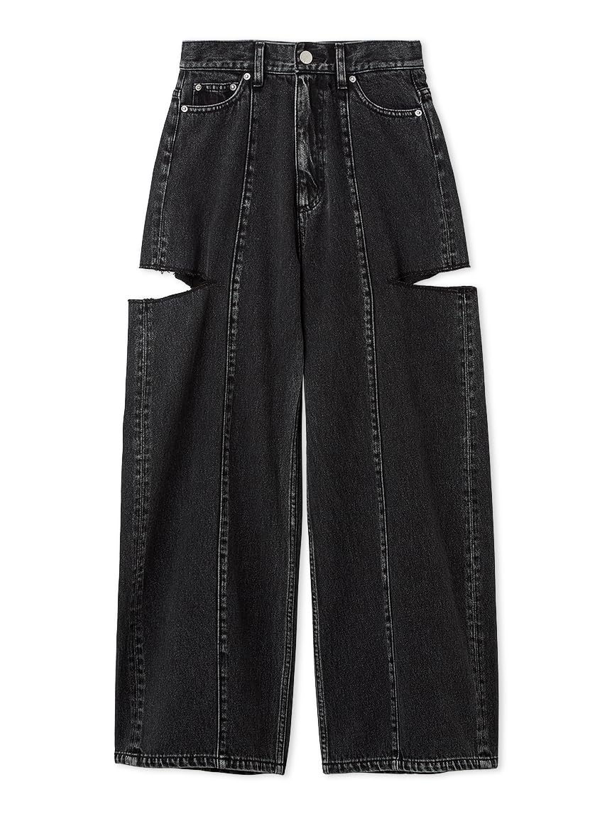 Amazon | [フレイ アイディー] カットアウトバレルデニムパンツ