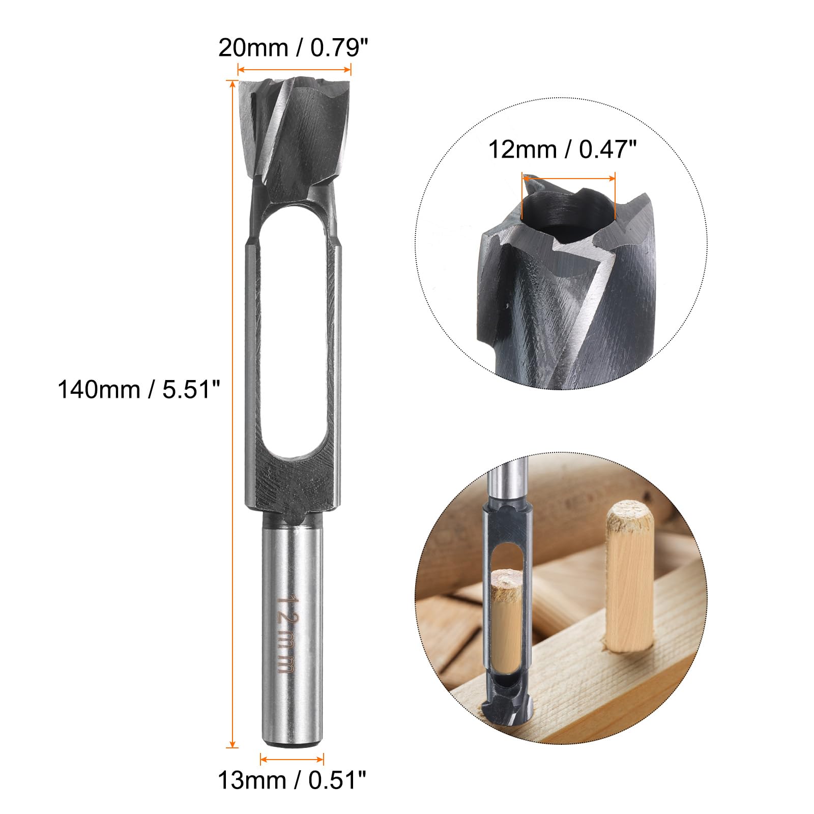 QUARKZMAN Bois Tenon Goujon Bouchon Fraise 12mm Métrique Tenon Goujon Coupe Outils Foret Mèche Haute vitesse Acier Bouchon à Bois Cheville Coupeur avec Tige ronde