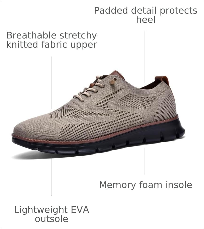 Image of Wearbreeze Men's Business Casual Oxford Sneakers - Lightweight Lace-Up Dress Shoes for Work, Travel & Daily Commute