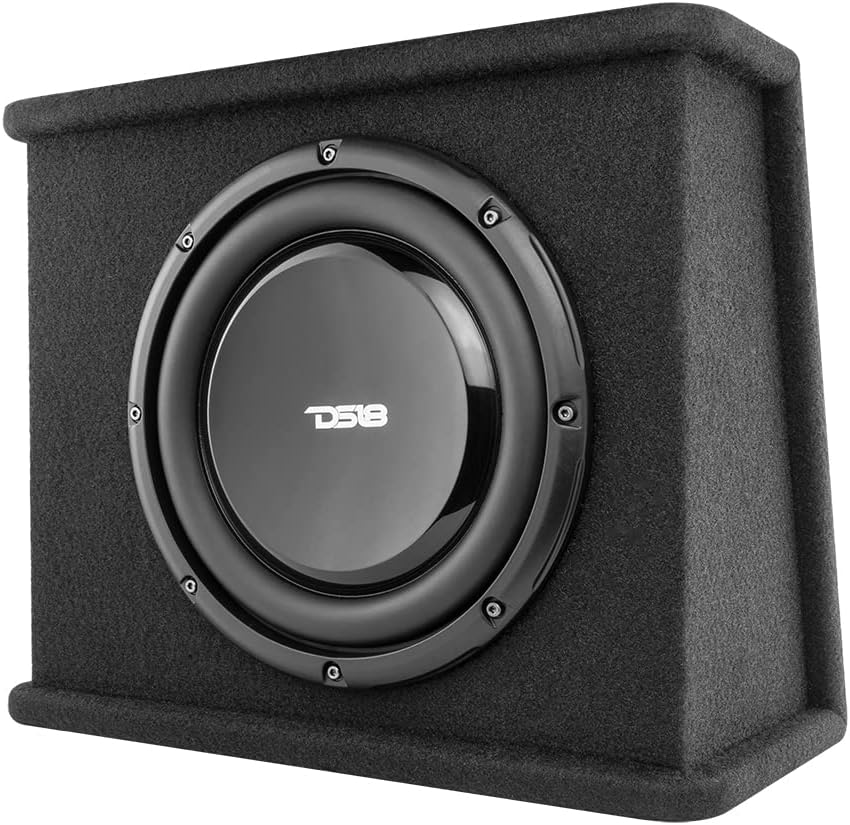 DS18 SB10A 10" Shallow Subwoofer Enclosure with Built in Amplifier – Car Audio All in One Amplifier and Subwoofer Bass Package 700 Watts Power – Great Stealth Car Subwoofer in Box with Amp
