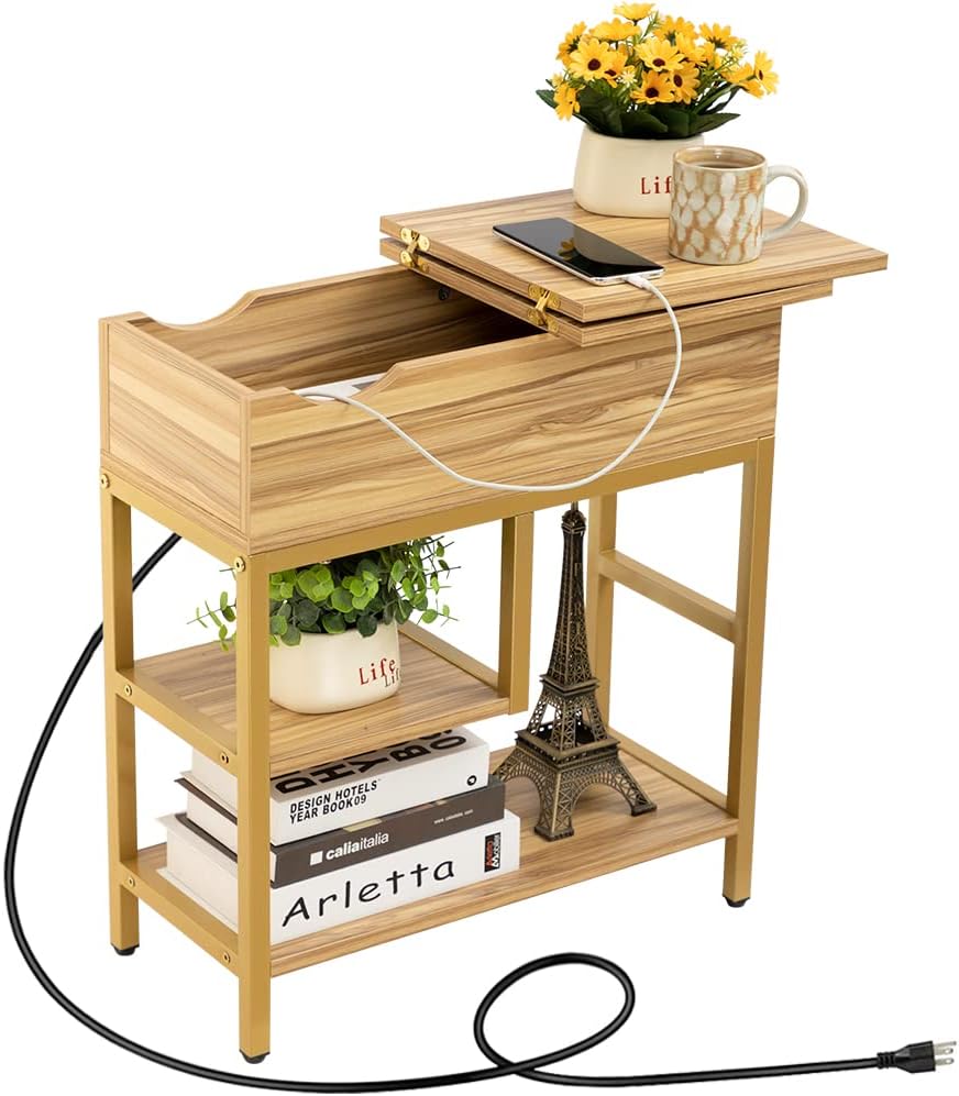 Hadulcet Narrow End Table with Charging Station, Wedge End