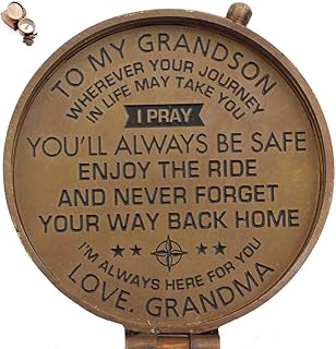 RII Solid Brass Gift Compass with Quote, Motivational Gift to Grandson/Granddaughter, Unique Gift to Grandson from Grandfather/Grandpa/Granddad, Compass to Granddaughter from Grandfather/Grandpa/Granddad, Gift to Grandson from Grandma, Gift to Granddaughter from Grandma