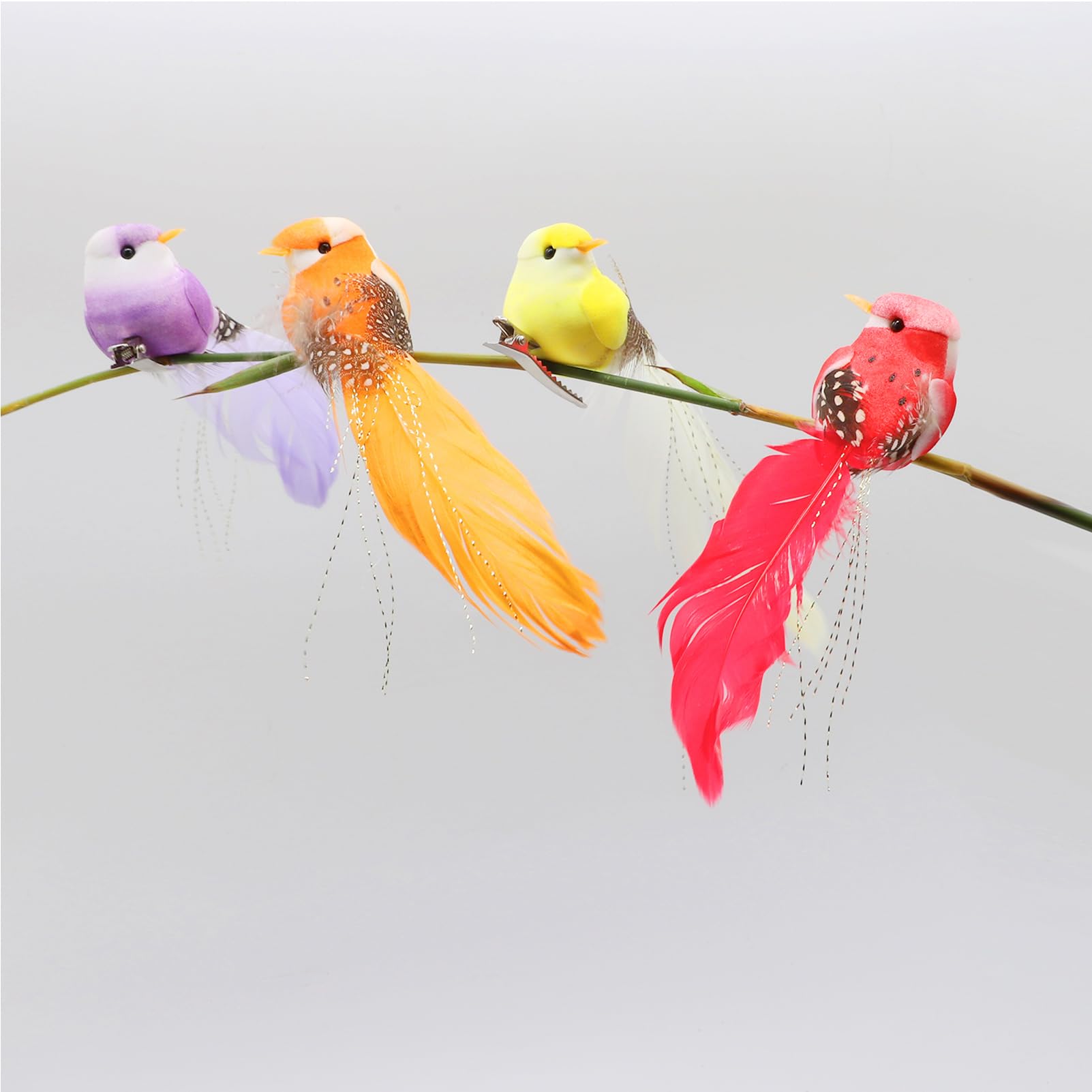 6 Pcs Artificial Birds Realistic Feather Birds for Spring Garden Wreath Crafts Floral Arrangements Wedding Christmas Tree Ornaments