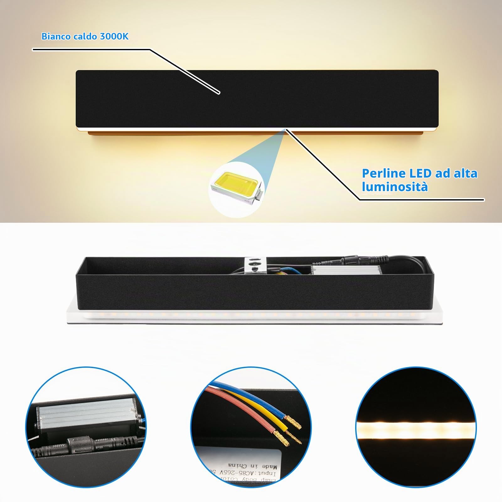 ledmo 2 Pezzi Applique da Parete LED 10W 3000K Nero IP54 Interno Esterno | Luce LED su tutto il perimetro, effetto uniforme e avvolgente; posa orizzontale o verticale, IP54 per interno ed esterno.