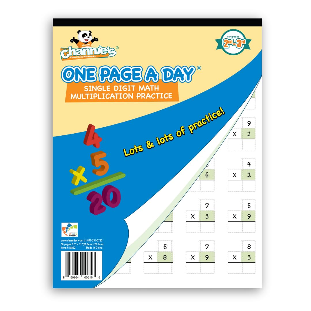 Channie's Close The Gap Upper Level Math Workbook Bundle – 5 Übungsbücher für Multiplikation, Brüche und Division – Farbcodierte Blöcke für ordentliche, ausgerichtete Mathematik – Elementarstufen