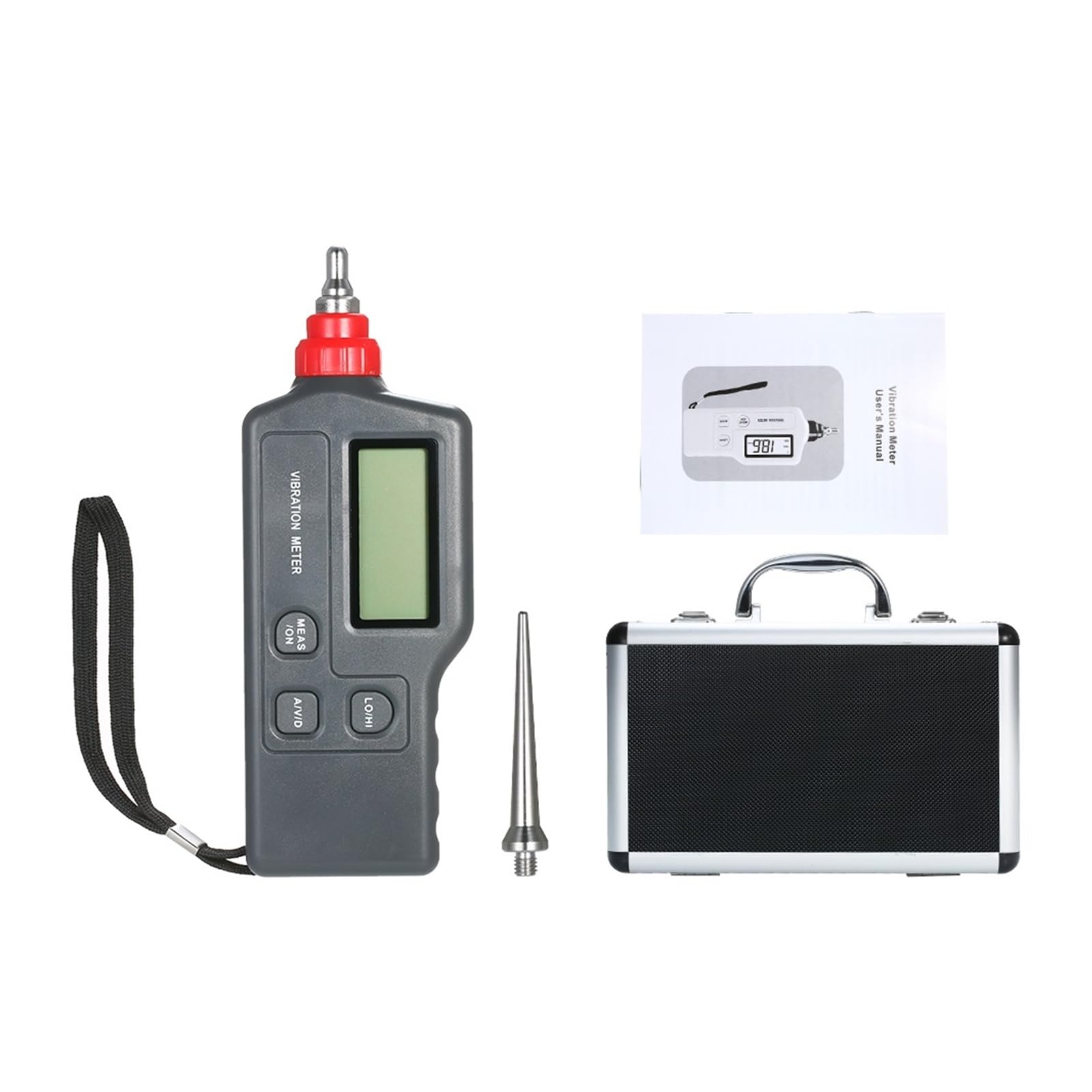 Analizador de vibraciones, Medidor de vibración digital portátil con pantalla LCD Analizador Probador velocidad aceleración salida CA