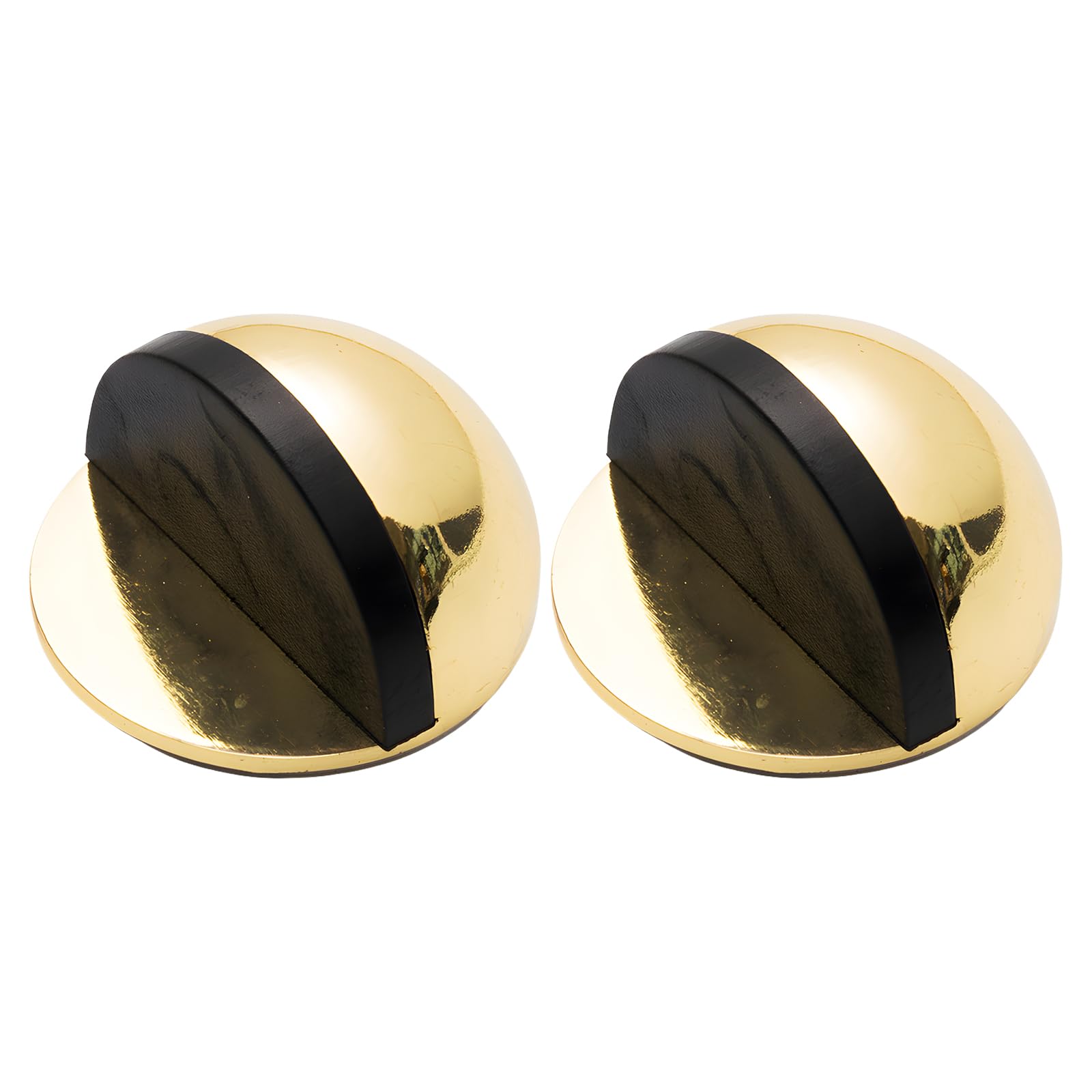 KTHZI 2Pcs Self-Adhesive Door Stoppers for Floor - Stainless Steel Half Moon Door Stop with Adhesive Pads, Oval Wall Protector for Hard Floor, Glass, Home and Office Use (Gold)