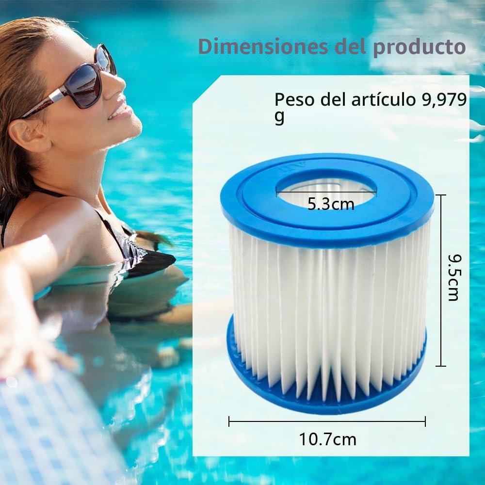 Cartuchos de filtro para Bestway tipo VII y D, compatibles con cartuchos de filtro Intex tipo D, 6 unidades