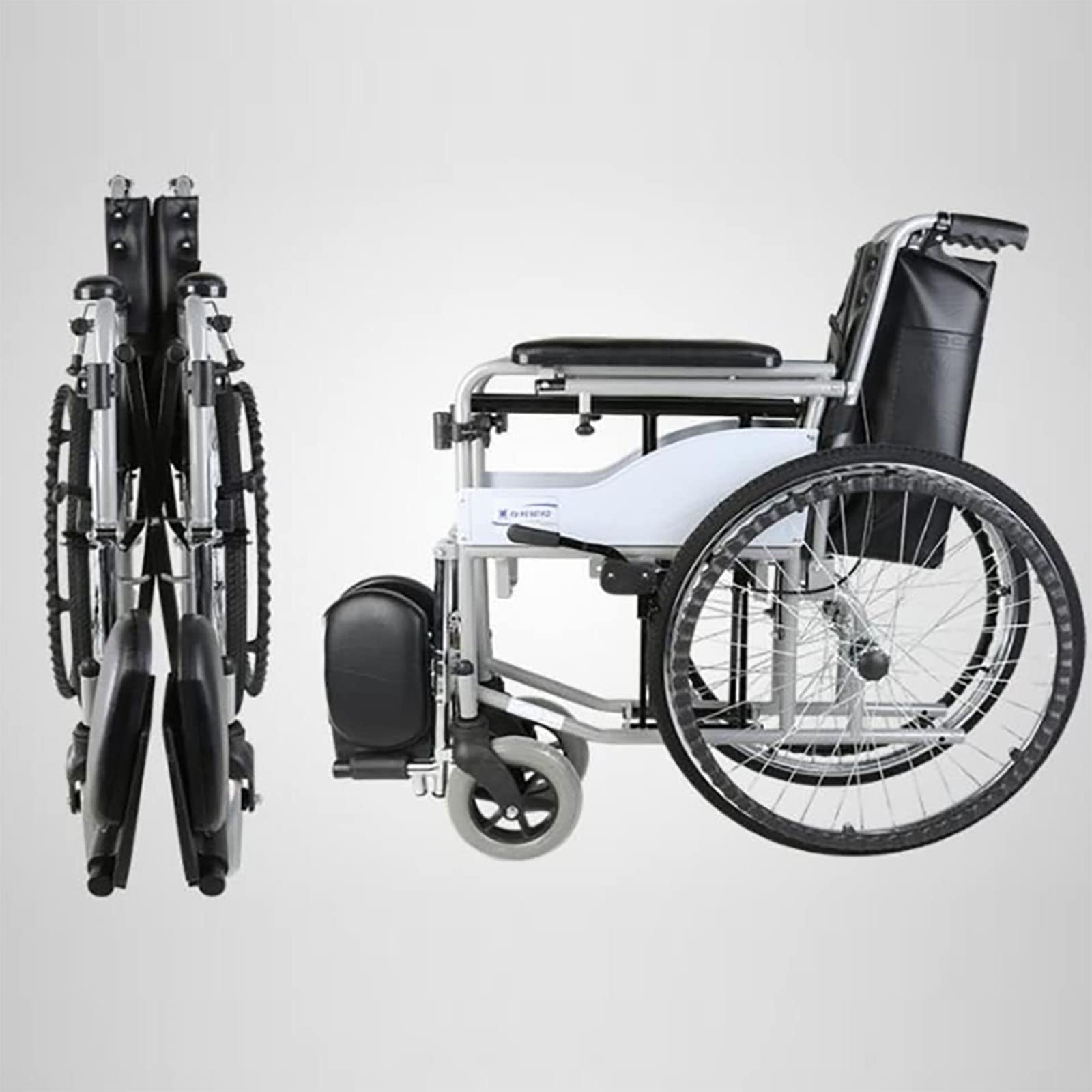 PEAMAN Ultra Ligero Plegable Silla de Ruedas, Reclinable estándar con reposacabezas extraíble Ayuda a la Movilidad Silla de Viaje cómoda y...