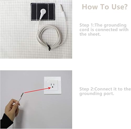 Miniatura 7 de Hoja de tierra 10% fibra plateada y algodón orgánico, conductora con cable de tierra, mantiene un buen sueño, salud natural (27 x 52 pulgadas)