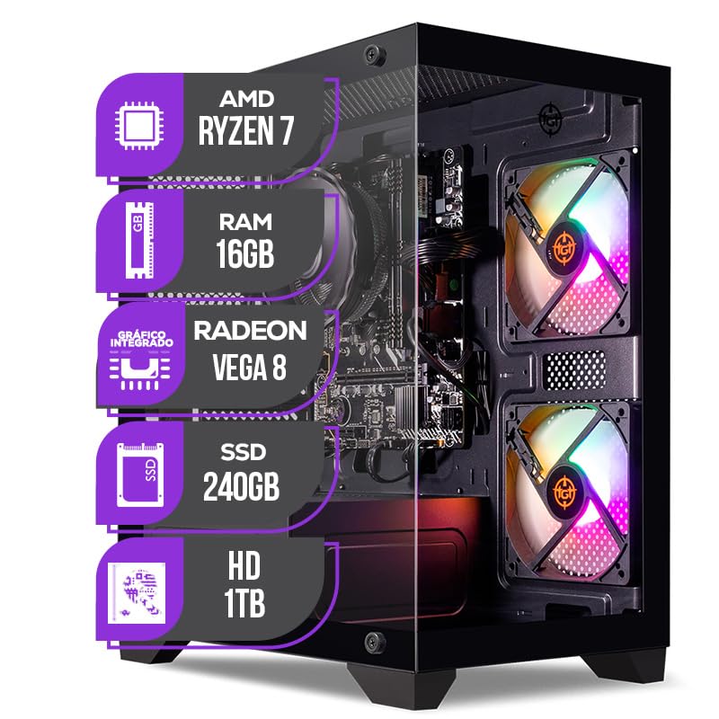 PC Gamer Mancer, Ryzen 7 5700G, Vega 8, 16GB DDR4, SSD 240GB, HD 1TB, Fonte 400W 80 Plus