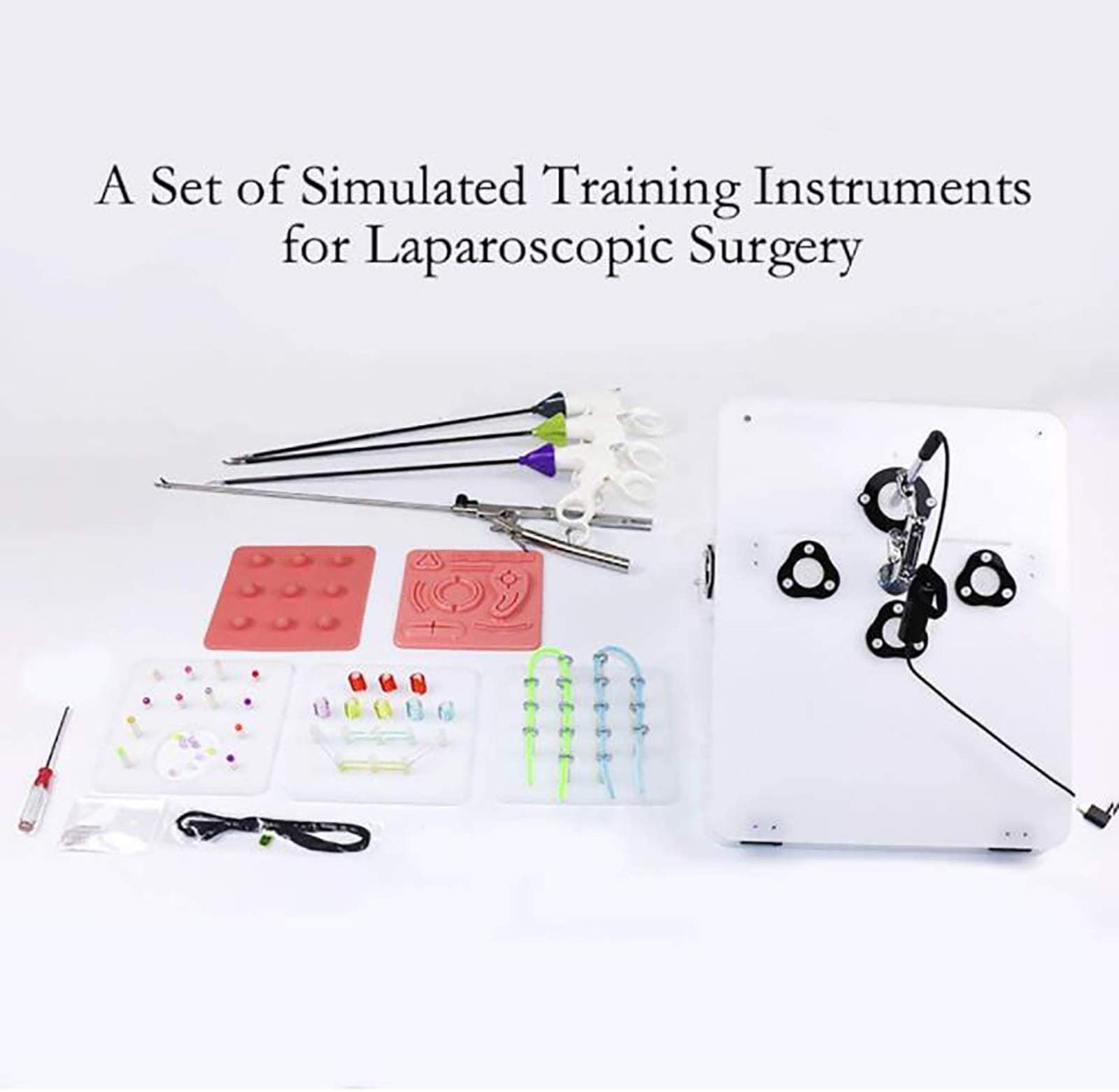 Kit Boîte D'entraînement Simulateur Laparoscopique Portable, Kit Formation en Chirurgie Laparoscopique Simulée pour Outils Pédagogiques avec Instruments Et Accessoires, Modèle D'étude