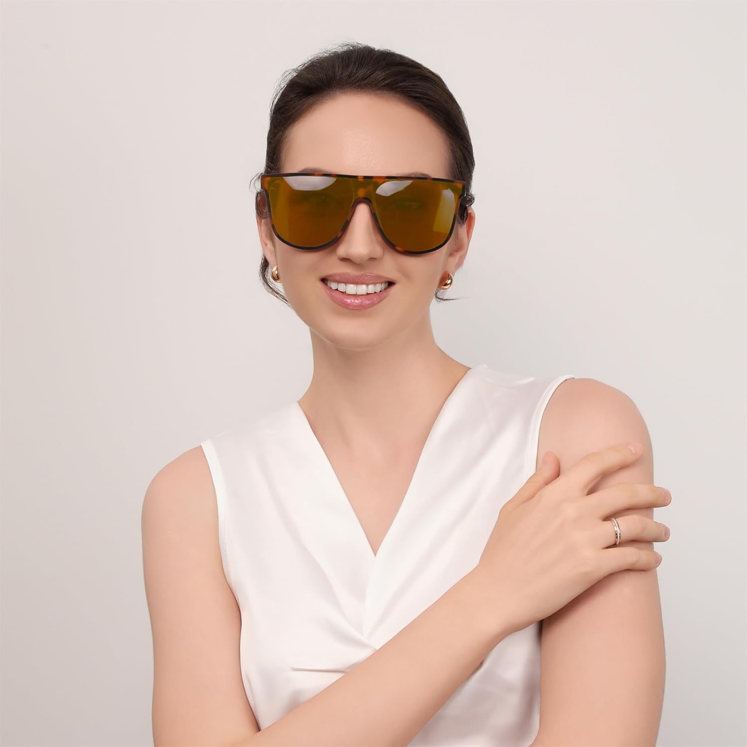 FEISEDY Flat Top Sunglasses for Women Men Trendy Square Frame Sunglasses Designer Shades UV 400 Protection B0170 - Image 3