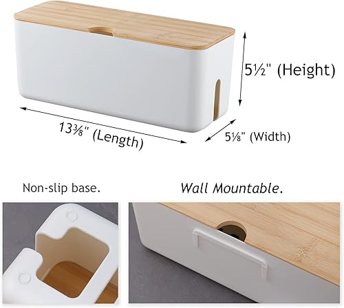 Miniatura 4 de Changsuo Caja organizadora de cables de montaje en pared, caja organizadora de cables grande para cable de extensión, protector de sobretensiones,