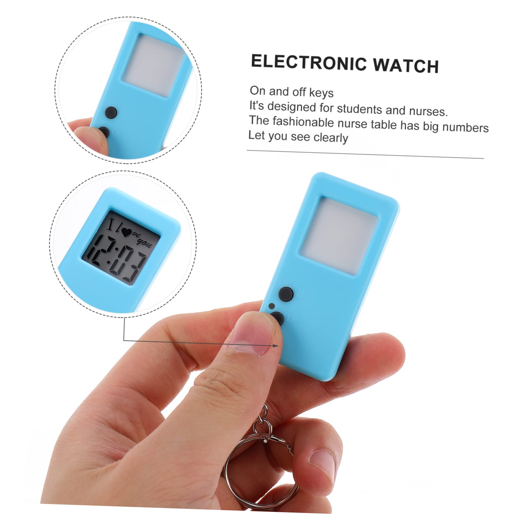 LIFKOME 3 piezas Relojes Digitales de Bolsillo con Anilla para Llavero para Estudiantes