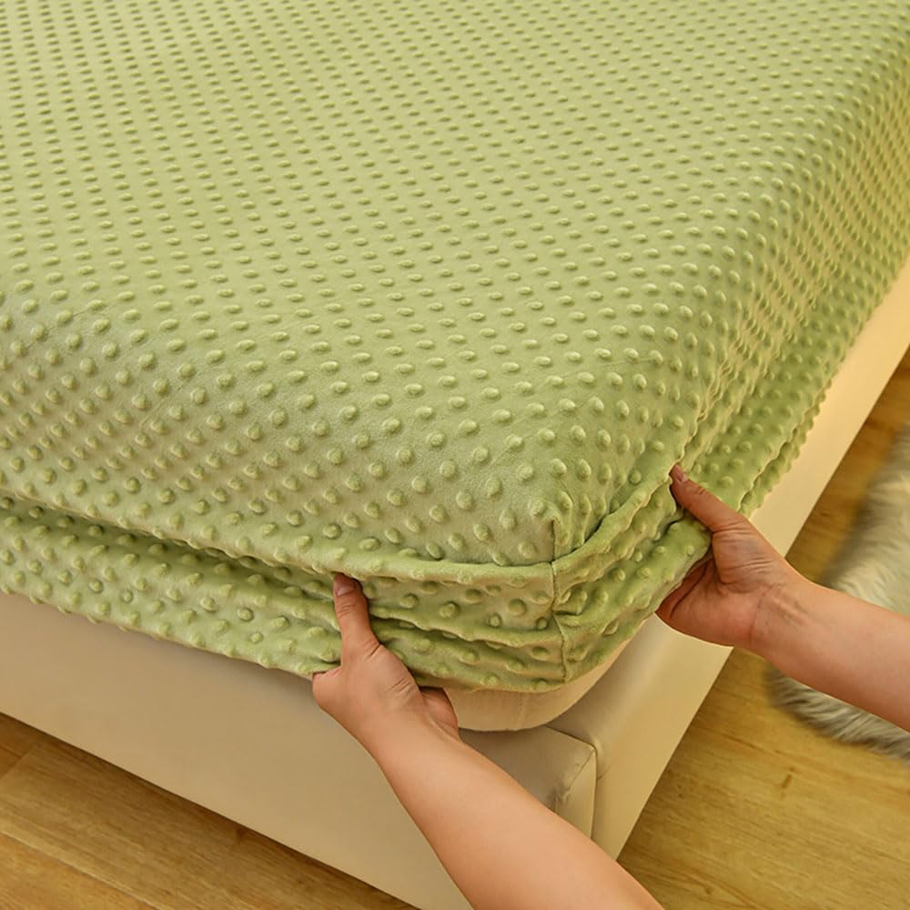 Cubrecolchón King Size De Fácil Cuidado, Protector De Colchón De Peluche De Color Sólido, Cubrecolchón Impermeable con Tiras Elásticas-Golden||200x220cm