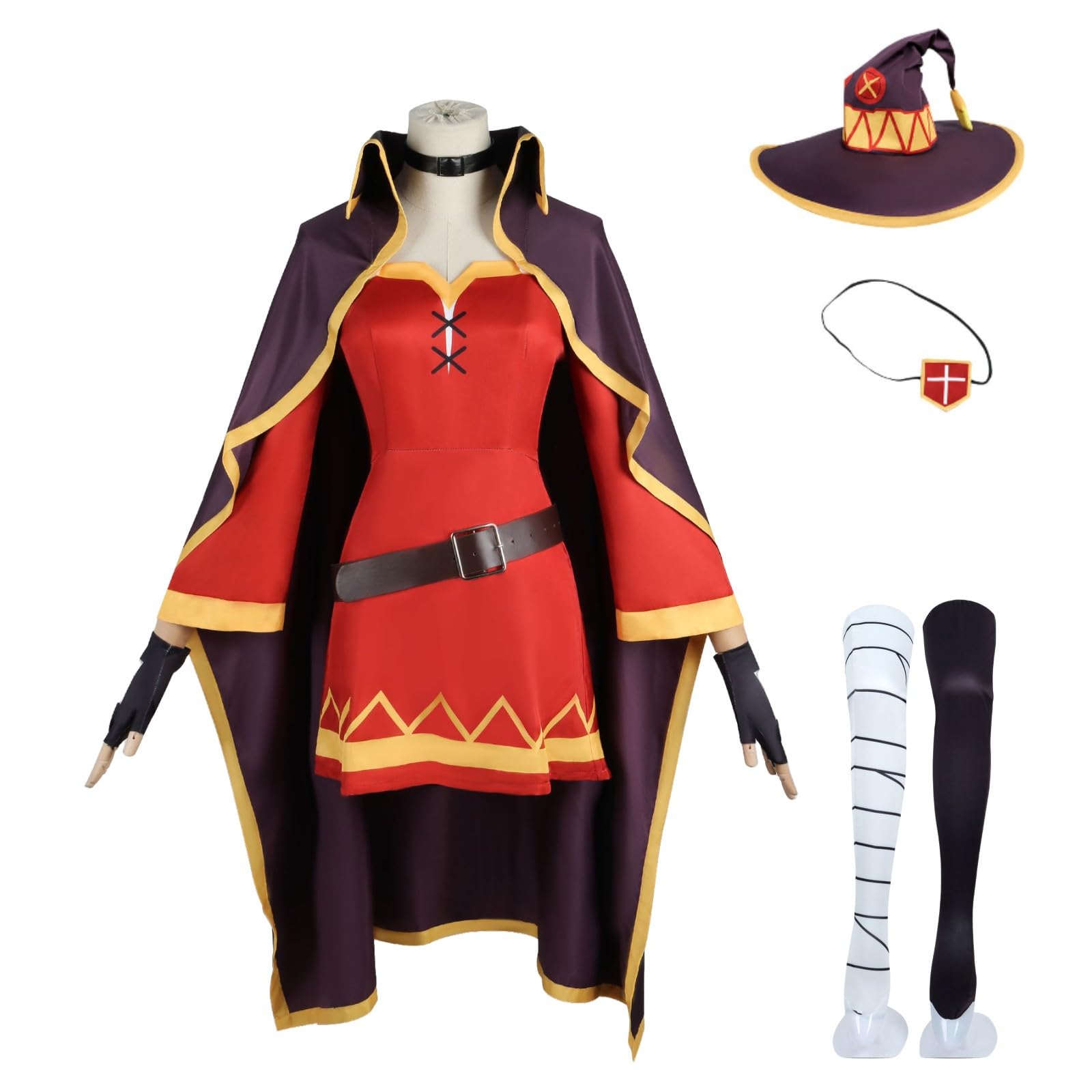 Amazon.co.jp: めぐみん コスプレ衣装セット 帽子+アイマスク付き 全  