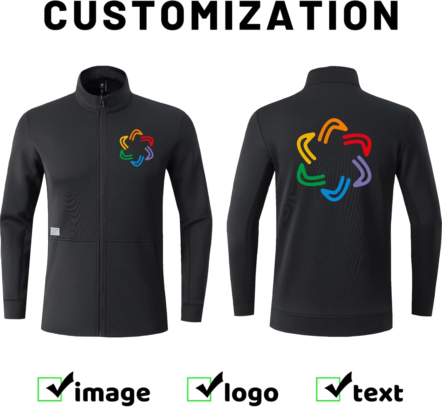 Custom Men's Slim Track Jacket Athletic Lightweight Full-Zip Workout Running Athletic Active Sweatshirt