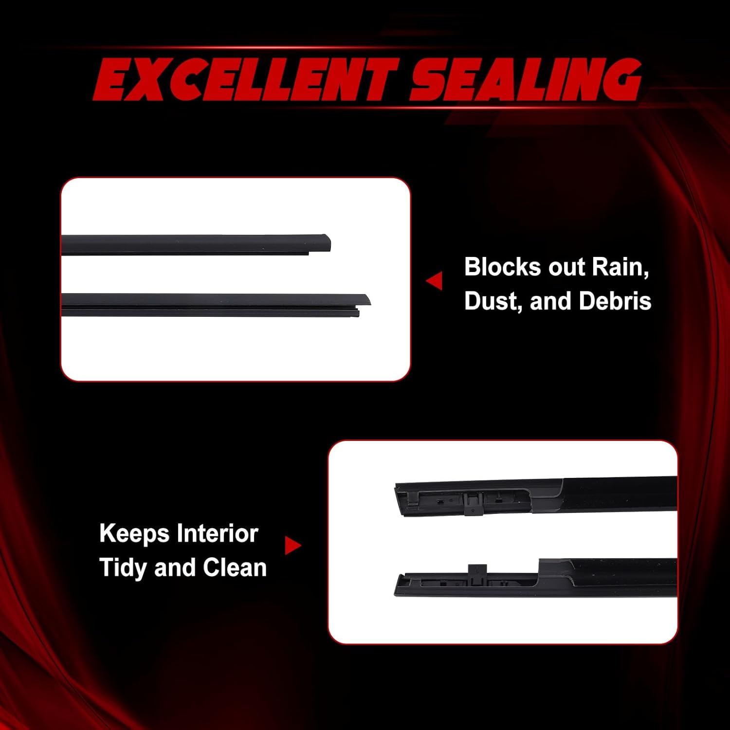 72410-TBG-A01 2Pcs Door Window Molding Trim Weatherstrip Seal Belt Left & Right Compatible with Honda Civic 2 Door 2016-2020 Replace#72450-TBG-A01
