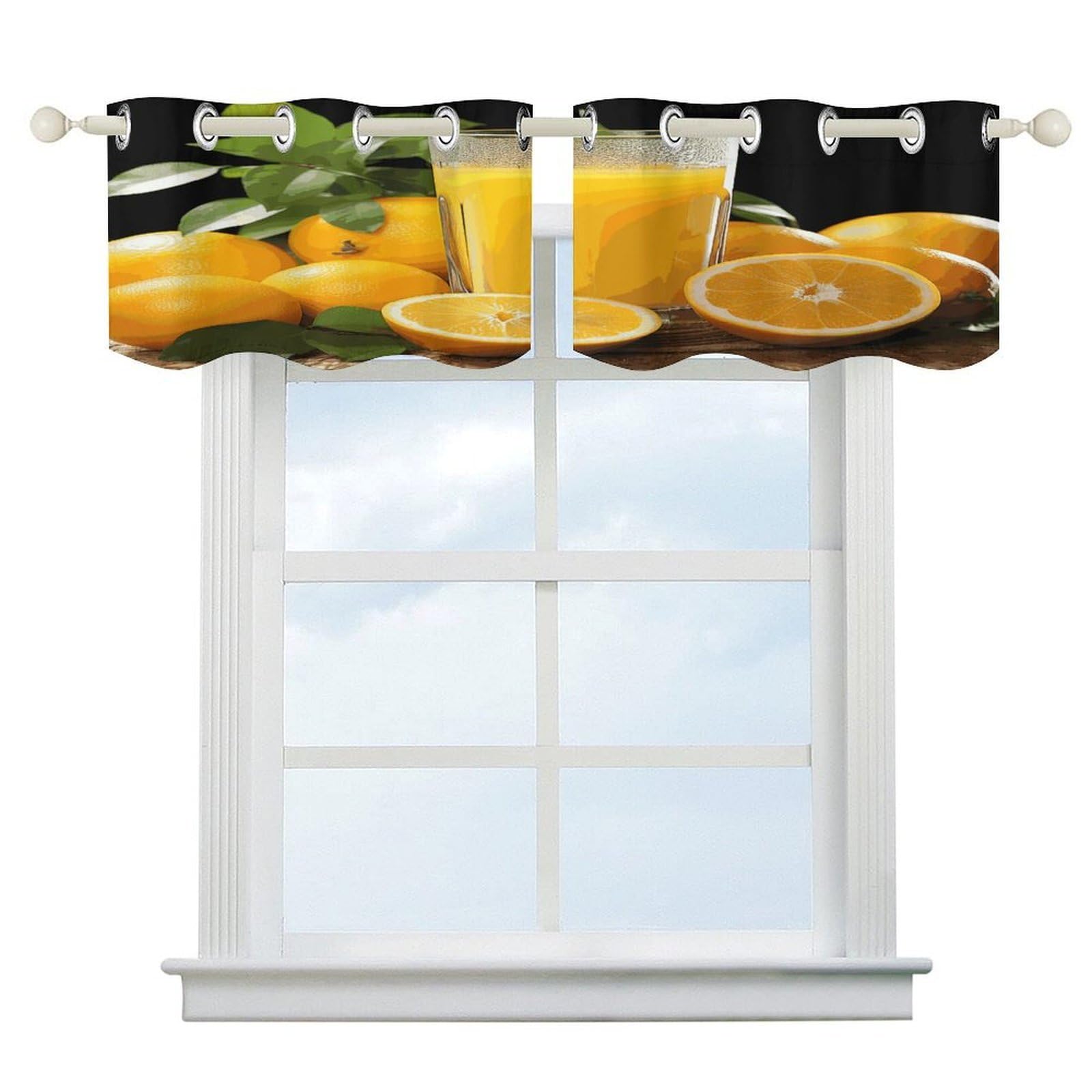 Fekiloot Style Oranges Orange Juice Short Curtains Valance Curtain