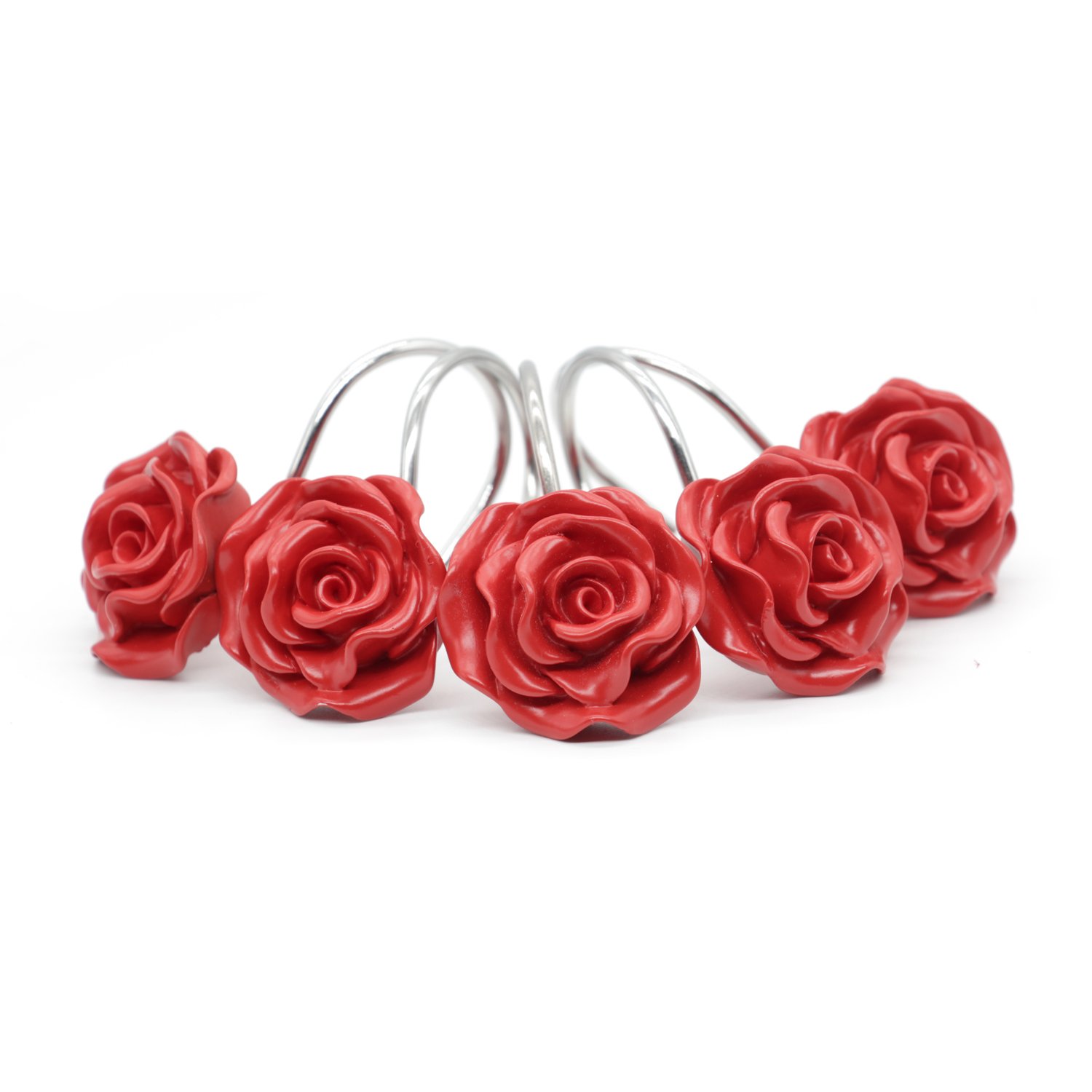 Rose Flower Shower Hooks - 12 Pack -6 Rose Flower Shower Hooks - 12 Pack -6