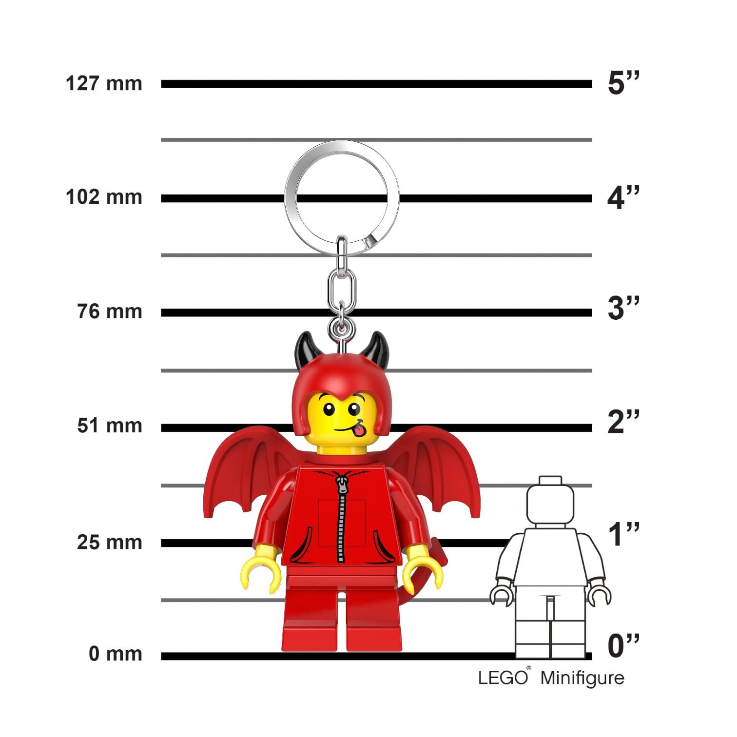 LEGO Minifigures Keychain Light - Cute Litte Devil - 3 Inch Tall Figure (KE215H), White, Large - 3 inches tall - Image 2
