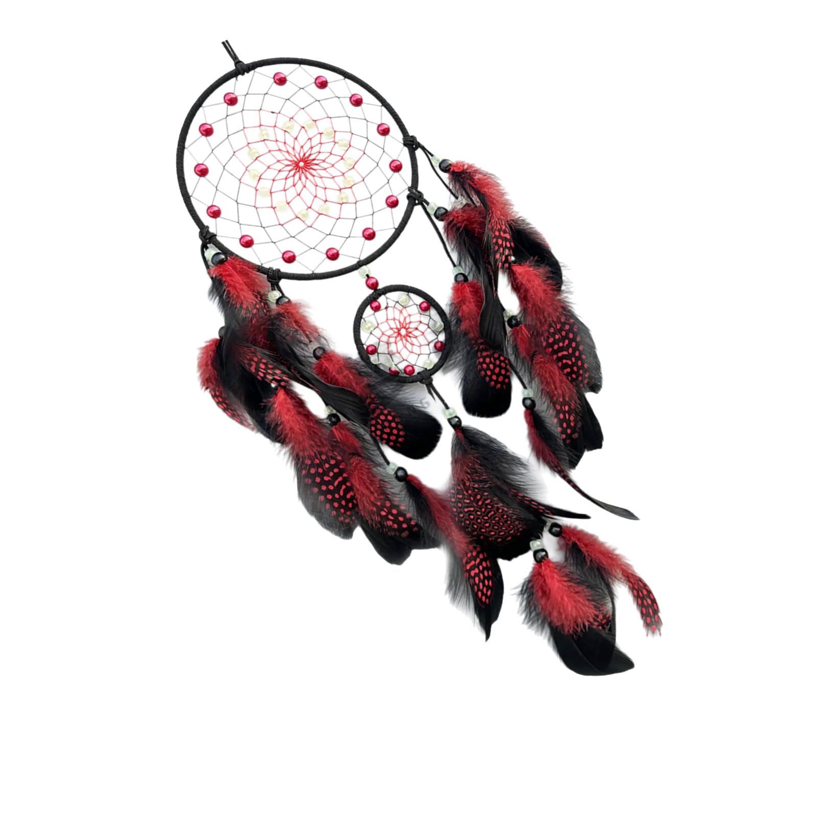 Bedroom Dreamcatchers Hanging Ornament with Feathered Tassels and Glowing in Dark Beads for Home Aesthetic Glowing in Dark Dreamcatchers