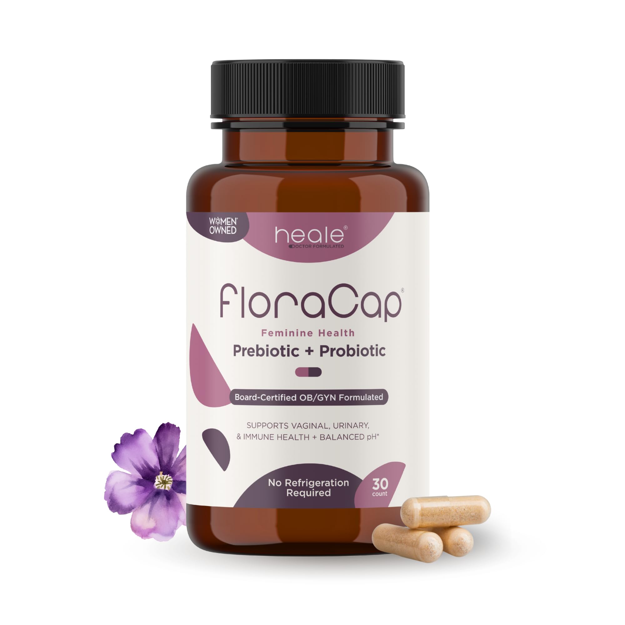 FloraCap Vaginal Probiotics for Women - 30 Oral Capsules - Heale Doctor Formulated Probiotics for Feminine Health, pH, Urinary Tract & Healthy Vaginal Flora - Reduce Odor, Itching, & Discomfort