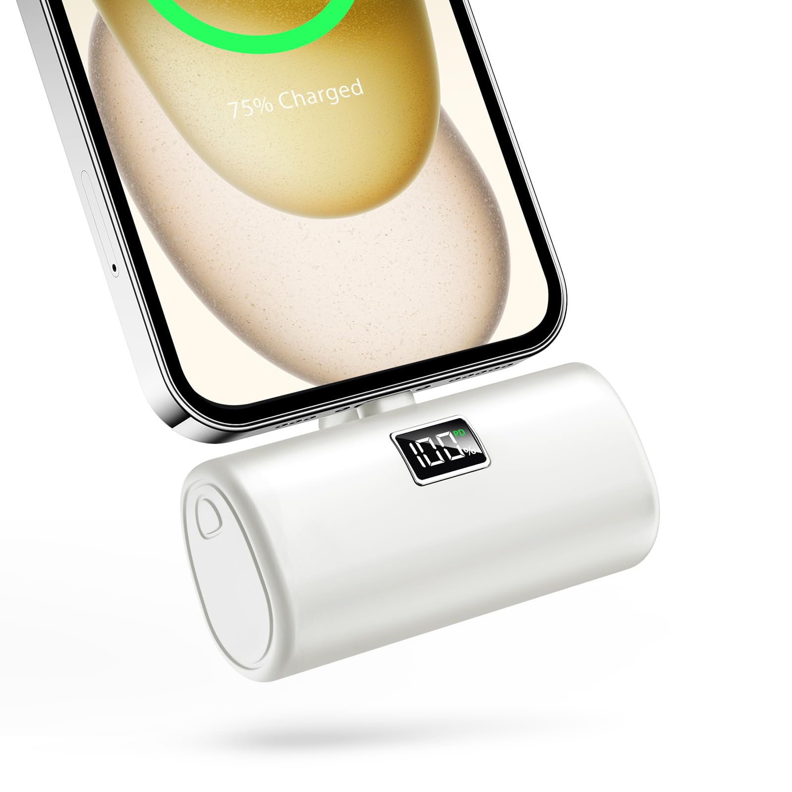 Portable Charger for iPhone, [6000mAh] Small Power Bank with LCD Display, 20W Fast Charging Mini Portable Phone Charger Battery Bank for iPhone 14/14 Pro Max/13/12/XR/8/7/6 - Beige
