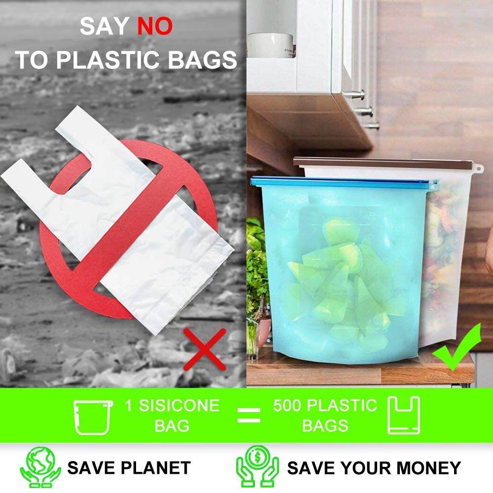 Sacchetti in Silicone Ecologico Per uso Alimentare, 11 Sacchetti per Alimenti in Silicone Senza BPA, a Prova di Perdite e Riutilizzabili, Utilizzati per Verdura, Frutta, Carne, Liquidi, ecc.