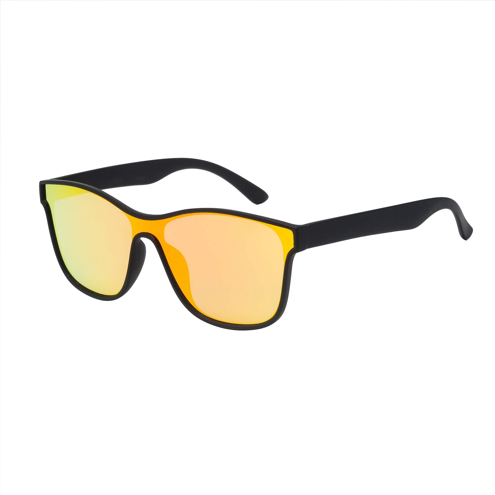 ASVP Shop® Mens Womens Classic Mirror Sunglasses Vintage Retro (Matt Black/Orange Mirror)