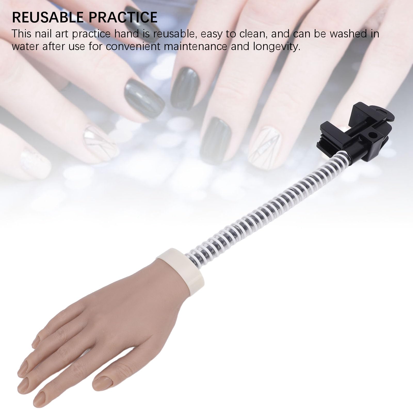 Dłoń do ćwiczeń Paznokci, Elastyczne Ruchome Sztuczne Dłonie z podstawą Zacisku, Realistyczna dłoń Manekina do Manicure dla Początkujących, Profesjonalny Zestaw do Treningu