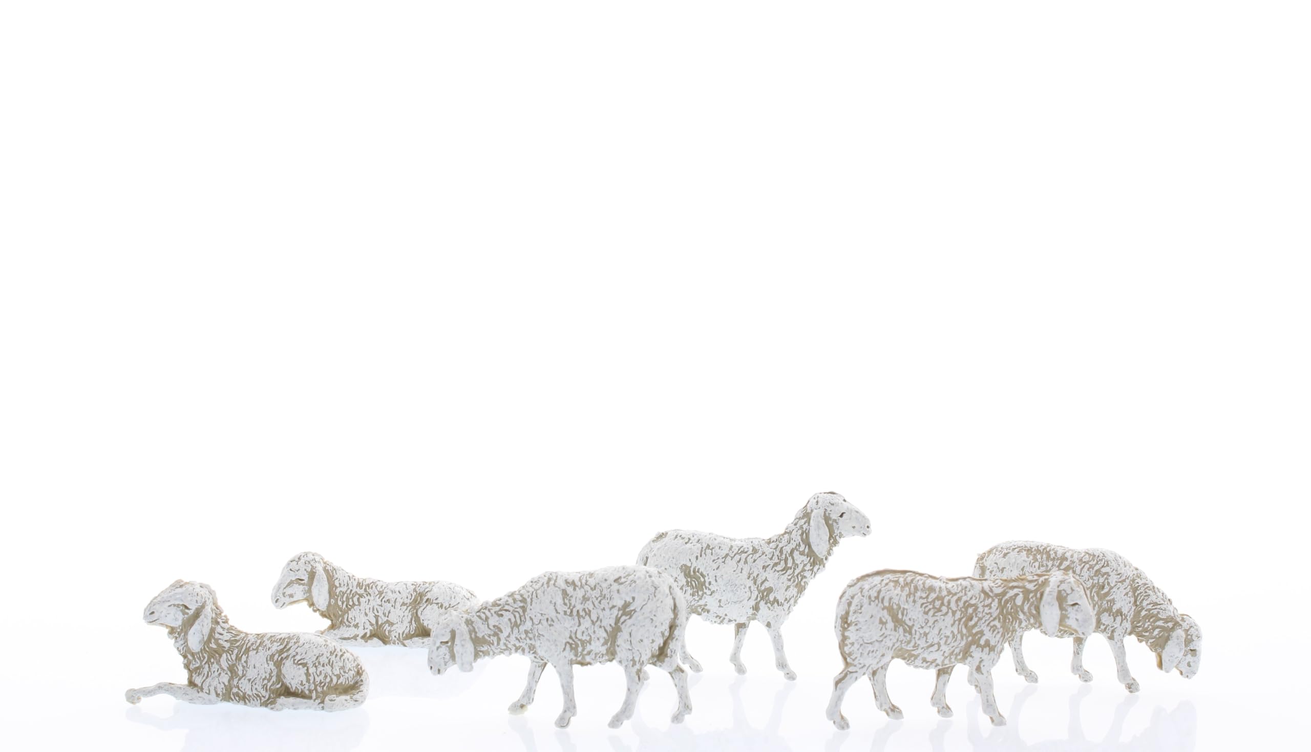 Moranduzzo 6 Ovejas Variadas H. máx 2,7 cm para Belén de 8 cm Escala 1:22 – Standard 8 – Figuras Irrompibles, Pintadas a Mano, Producto Oficial, Escultor M. Landi