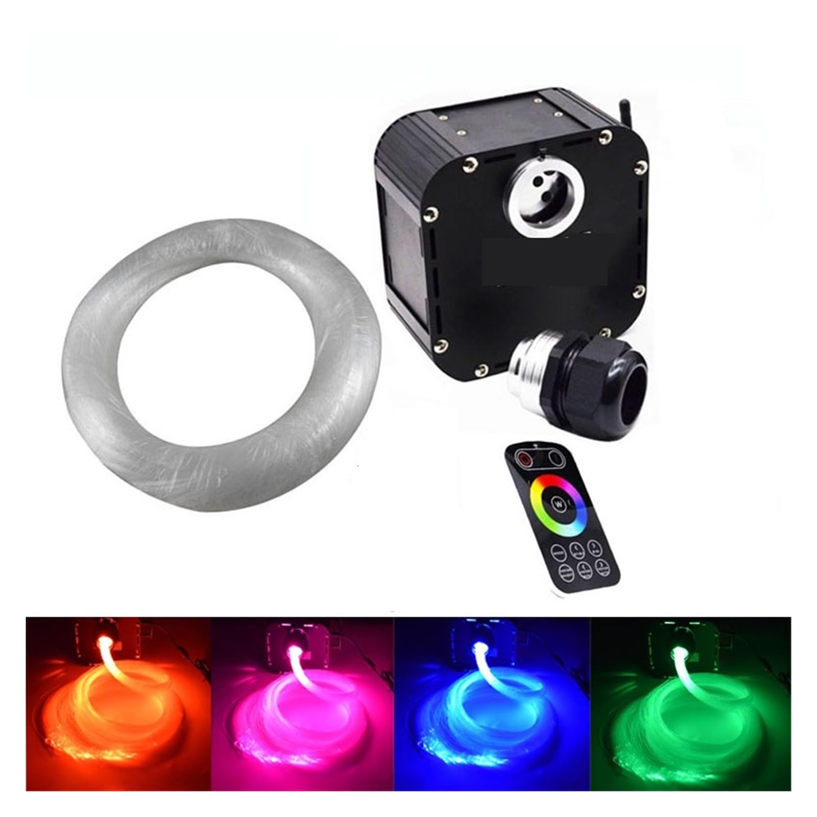 Światłowodowy zestaw oświetleniowy, Twinkle 50W APP Control Światłowodowe światło LED z pilotem dotykowym,żYwy, Kolorowy, GwiaźDzisty Sufit(1000PCS X 0.5mm X 3m)