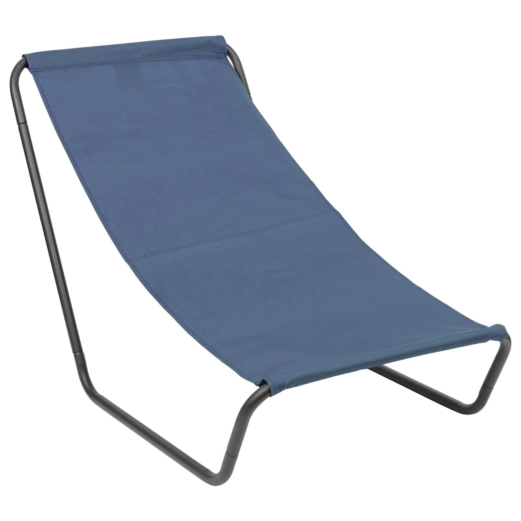 Harbour Housewares Sun Lounger - Navy - Pack of 1 - Canvas Outdoor Lawn Sunlounger Chair Lightweight Portable Chair for Garden, Beach, Picnic, Fishing