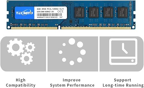 Miniatura 5 de TECMIYO Kit de 16 GB (2 x 8 GB) DDR3  DDR3L 1600MHz UDIMM, PC3-12800 DIMM, PC3  PC3L-12800U no ECC sin búfer 1.35V1.5V CL11 2RX8 Dual Rank 240 Pin