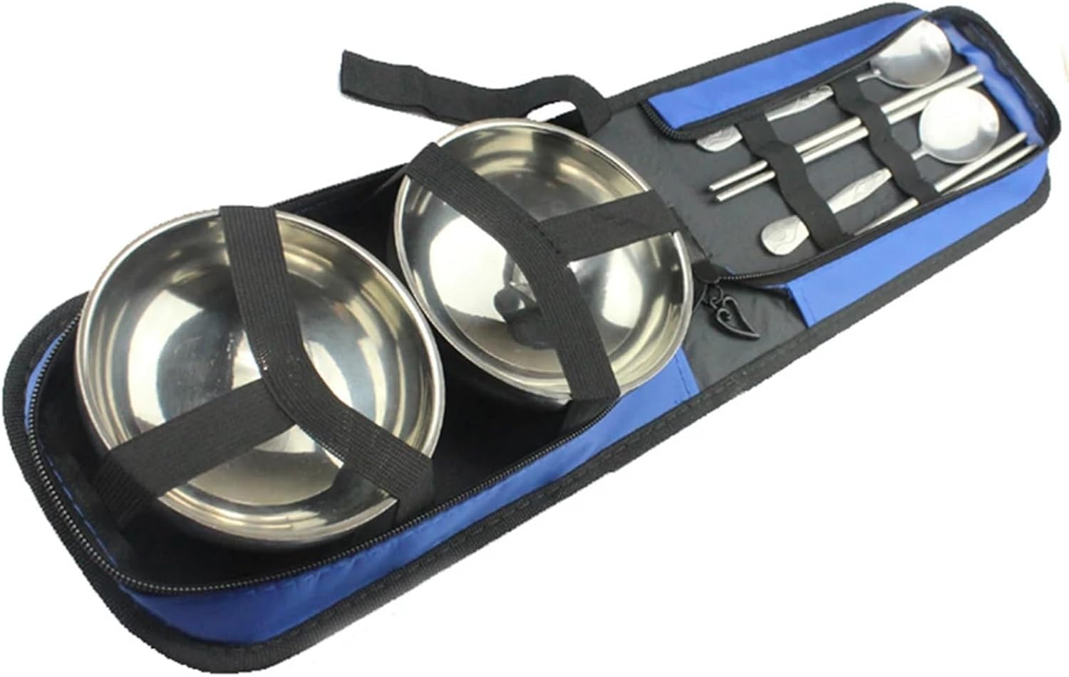 Camping Utensil Set Camping Tableware Kit Bowl Spoon Chopsticks with Storage Bag Stainless Steel Folding Outdoor Hiking for Travel