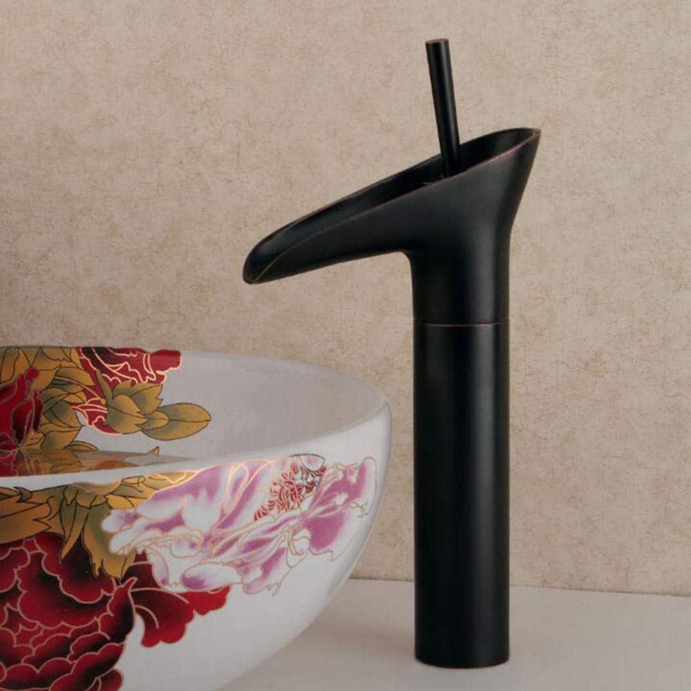 Robinet de lavabo mitigeur noir antique en laiton pour vasque haute de salle de bain