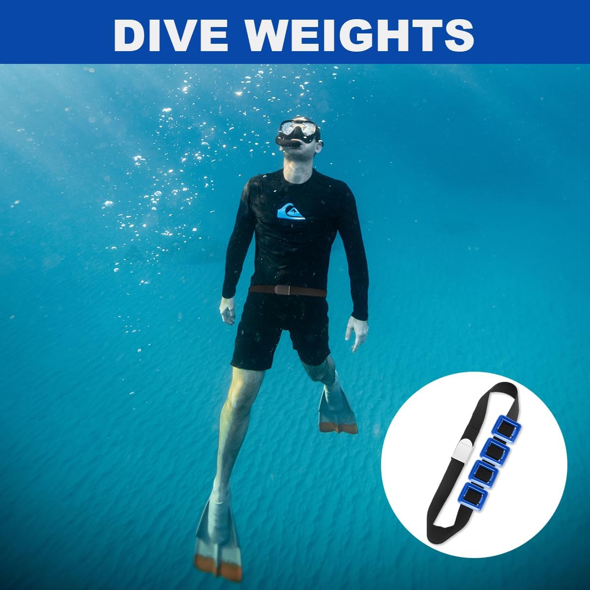 4 PCS Diving Weights, Blue Coated Diving Weight Block, Diving Weight Block with Metal Buckle Belt, Suitable for Freediving, Underwater Operations