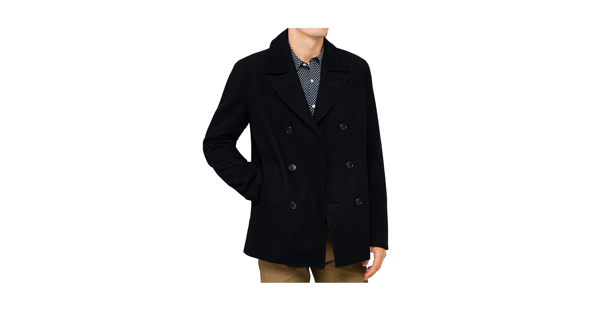 ZA-Fashed Double-Breasted Heavyweight Wool Blend Peacoat at