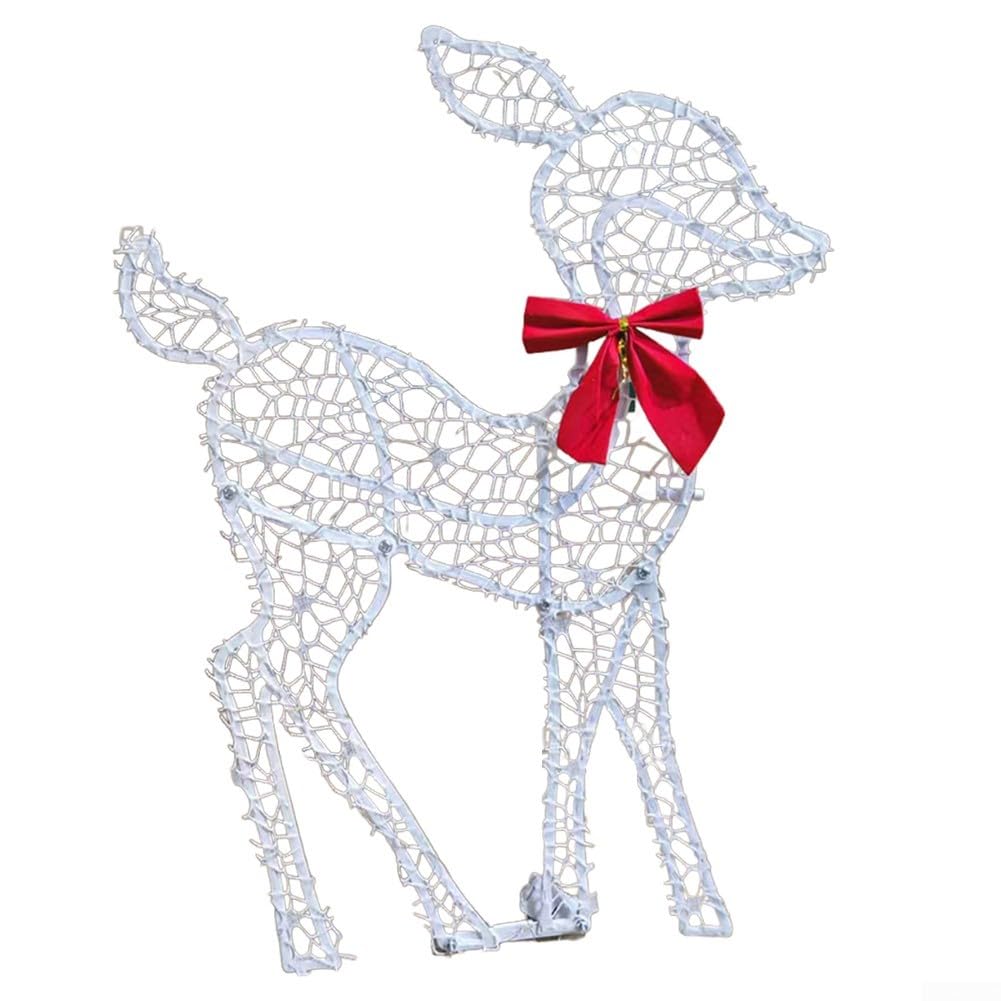 Beleuchtete Weihnachtsdekoration Hirsch 3 Stück Weihnachten Glitzernde LED Rentier Wetterbeständige Metall Hirsch Figur Outdoor Hof Rentier Urlaub Dekoration für Garten Festlich Hof