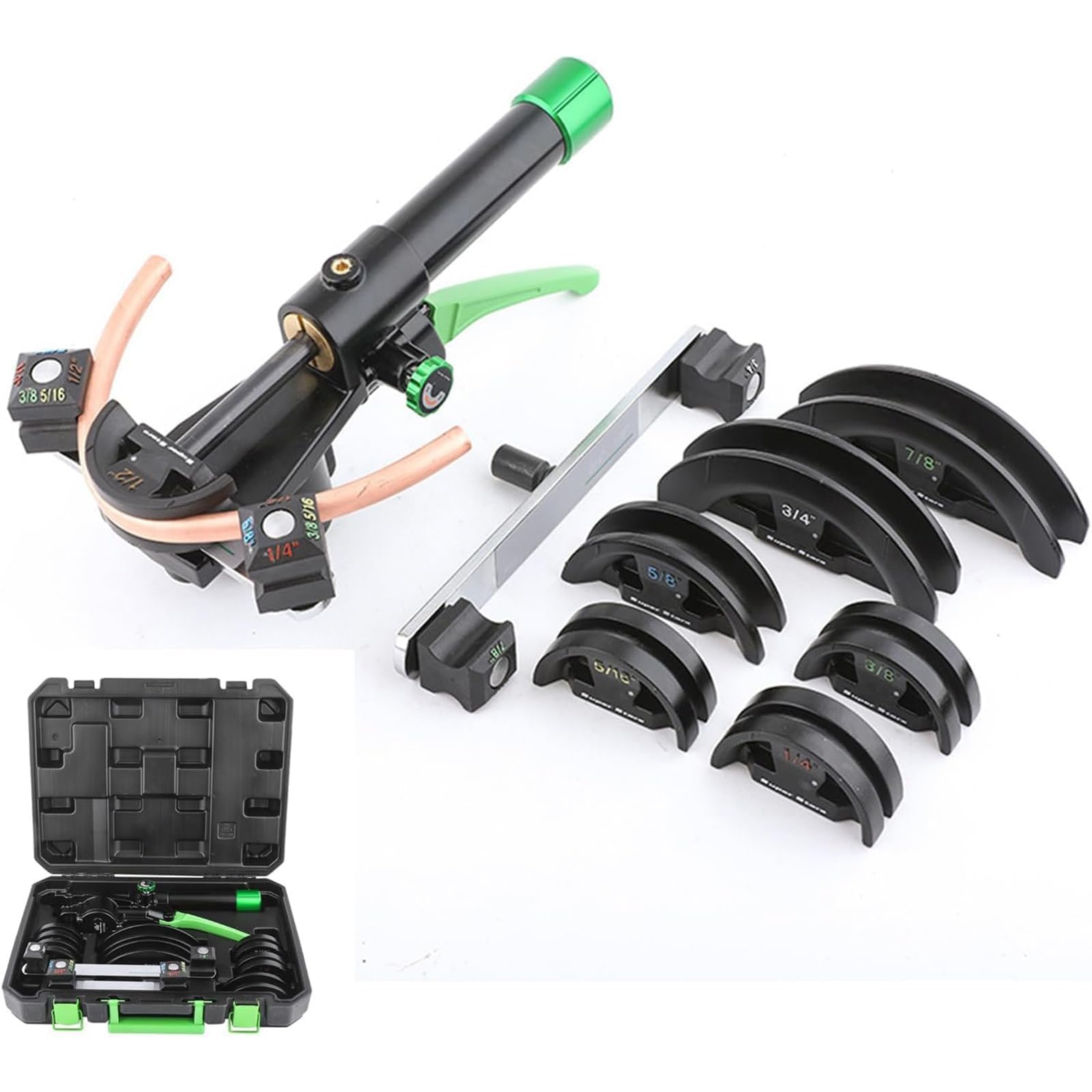 JXYQ Hydraulic Tubing Bender Kit, 8 Dies, 90° Forward/Reverse Bending for Copper Pipe, HVAC Air Conditioning Refrigerator Repair