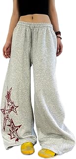 Women's Wide Leg Sweatpants Baggy Y2k Star Graphic Hip Hop Pants Oversize Barrel Pants Streetwear Harajuku