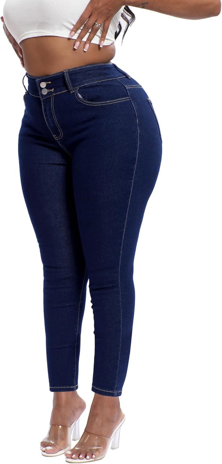 Womens Plus Size Skinny Jeans High Waisted Stretchy Classic Ankle Jean - Image 3