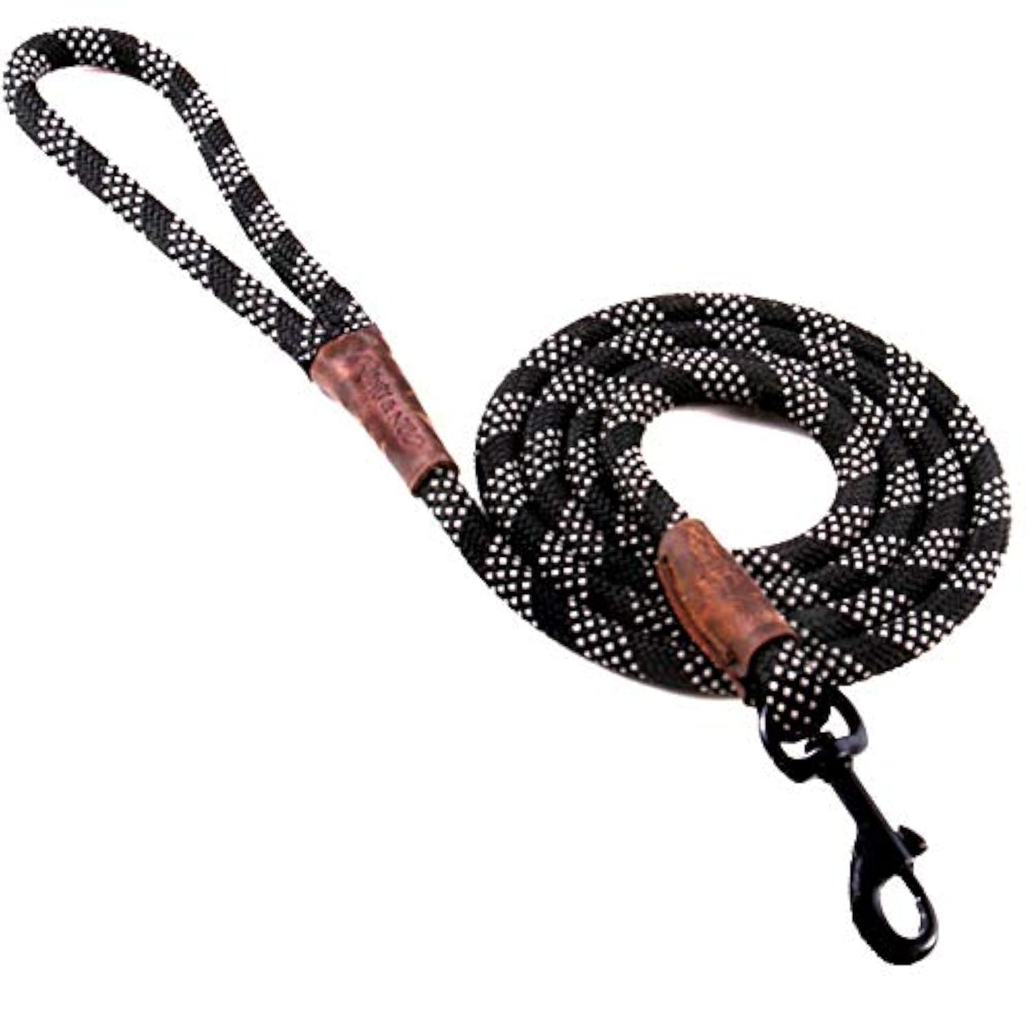 Max and Neo Rope Leash Reflective - 6 FT x 1/2" (Black, Donates to Dog Rescue)