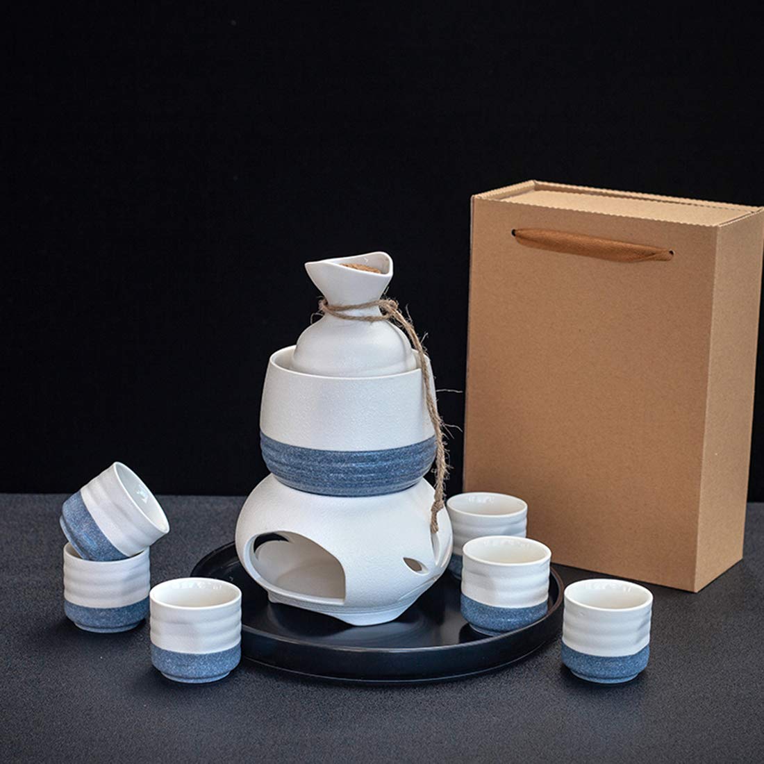 Set di Tazze da Sake Giapponesi Set da 10 Pezzi con stufe Calde e vassoi per Natale, Compleanni e anniversari