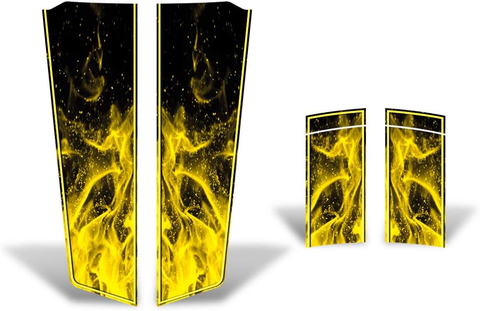 Hood & Trunk Race Stripes Graphics Kit Vinyl Decal Wrap Compatible with Chevy Camaro 2010-2015 - Yellow Flames V2