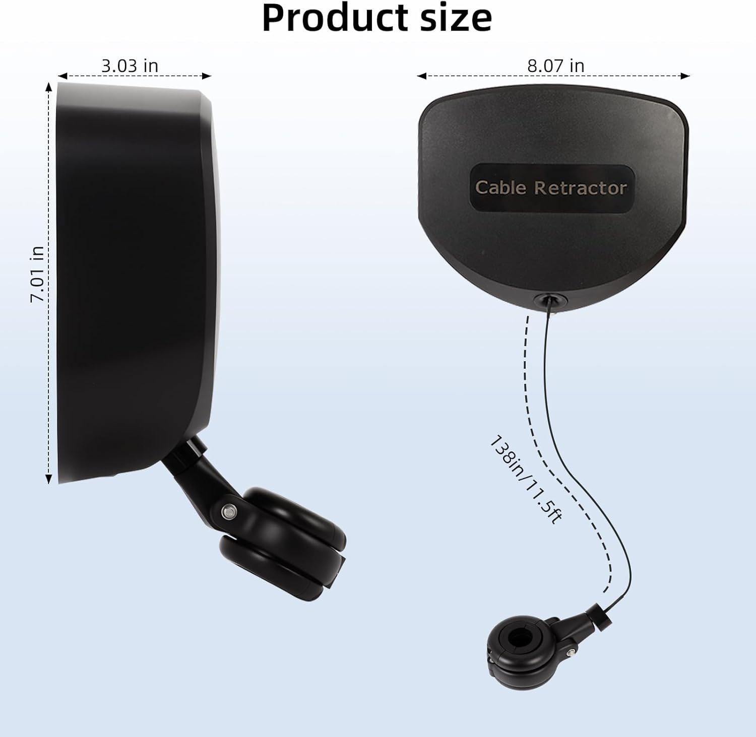 Self-Locking EV Charger Retractable Cord Reel, 11.5Ft Wall Mount EV Charging Cable Retractor, Retractable Cable Organizer Suitable for 0.6-0.8" Diameter EV Charger, Applies to Most Electric Vehicles