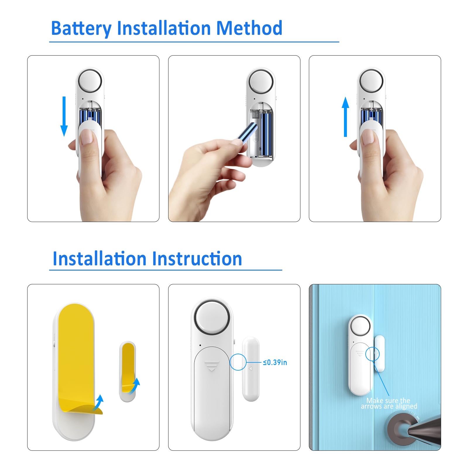 Alarma de puerta cuando se abre (paquete de 5), sensor de apertura de puerta y ventana de 120 dB para seguridad del hogar/seguridad de los niños/seguridad de la piscina, sensor de apertura de puerta