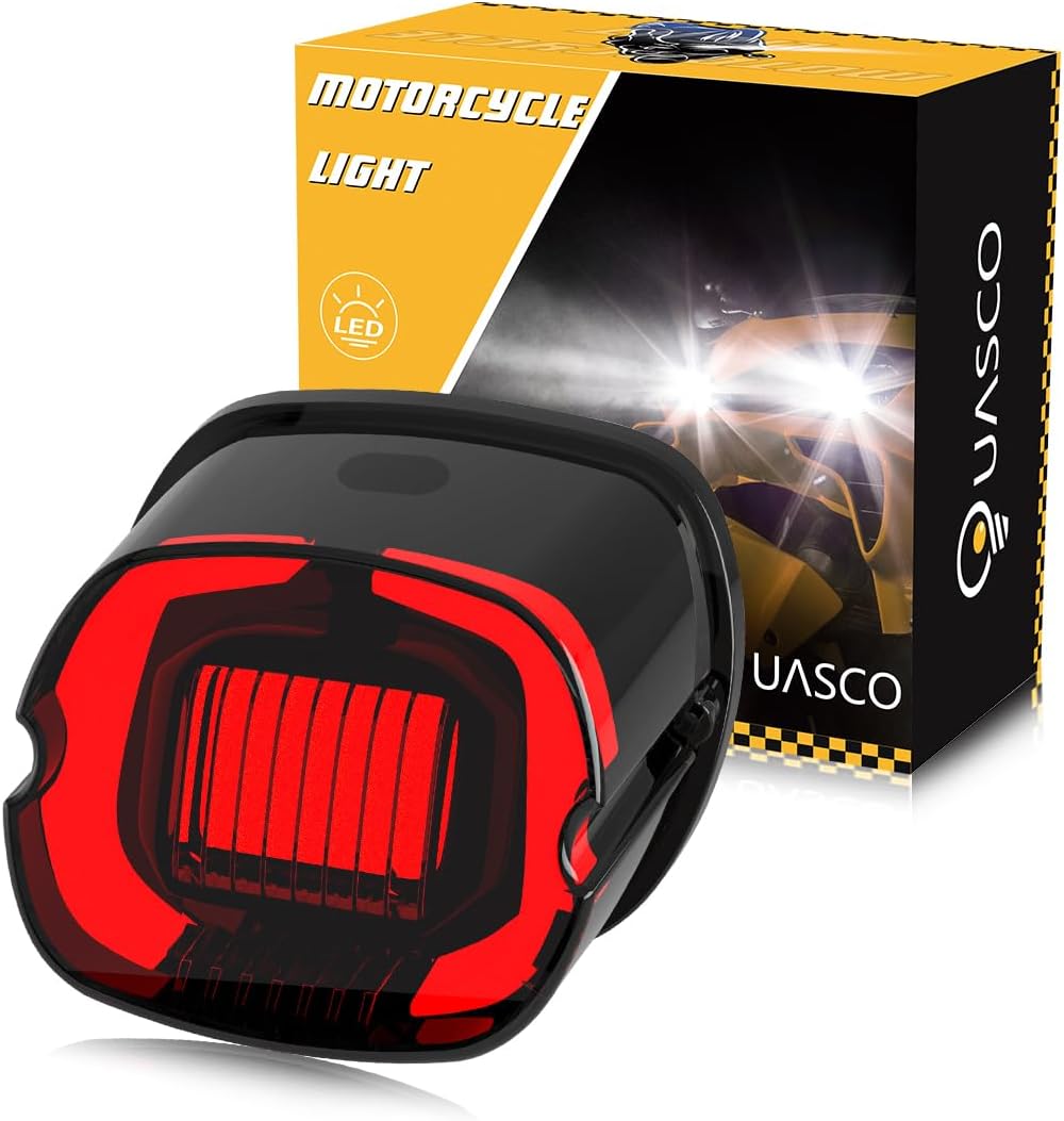 QUASCO LED Strobe Brake Tail Light Smoked Rear Taillight Compatible with Harley Dyna Sportster Road King Electra Glide Heritage Softail Fatboy Touring